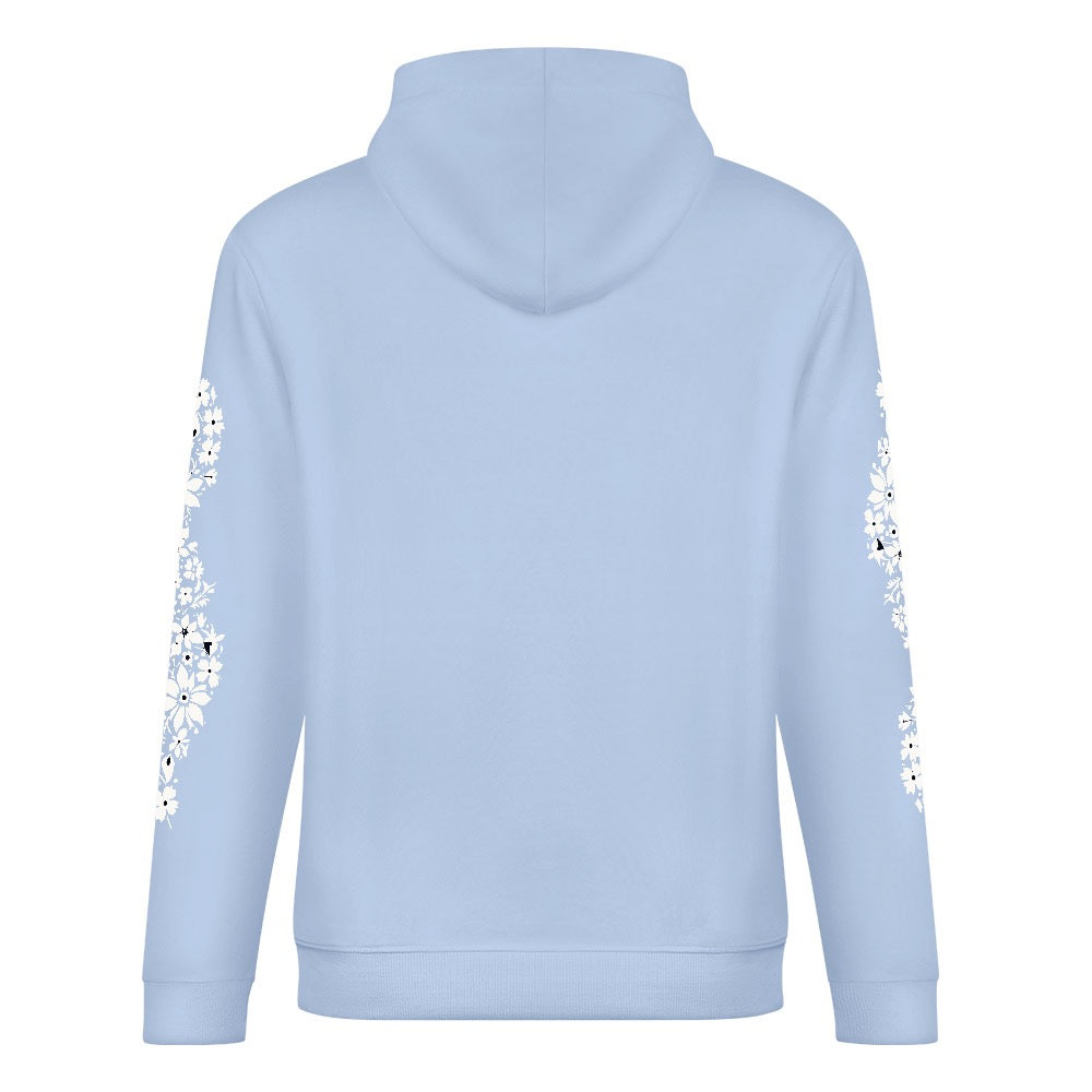ETC Floral Dog Baby Blue Cotton Hoodie
