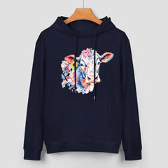 ETC Navy Floral Cow Cotton Hoodie