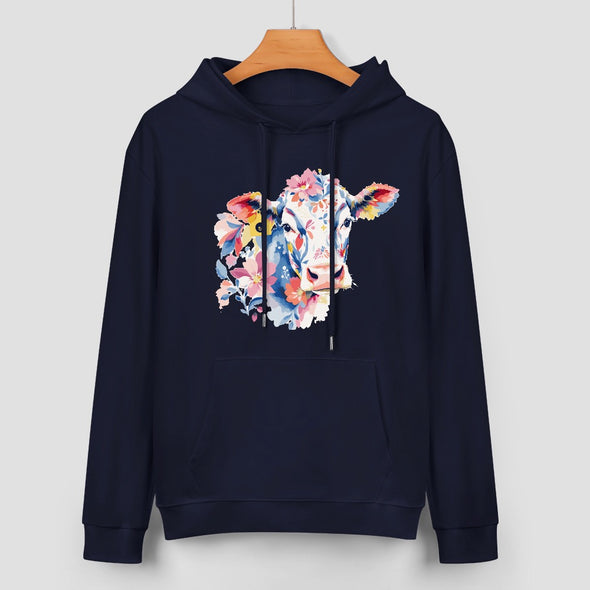 ETC Navy Floral Cow Cotton Hoodie