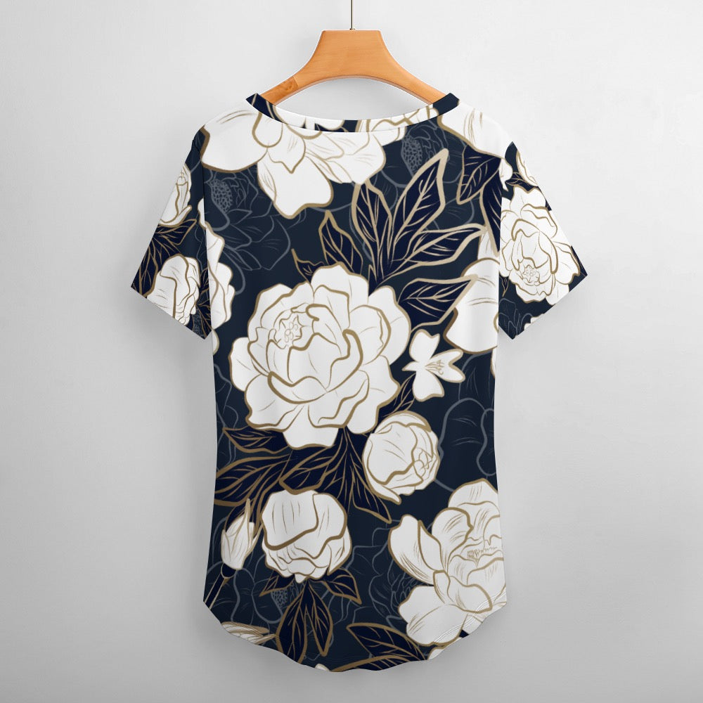 ETC Summer Peonies V NECK Tee