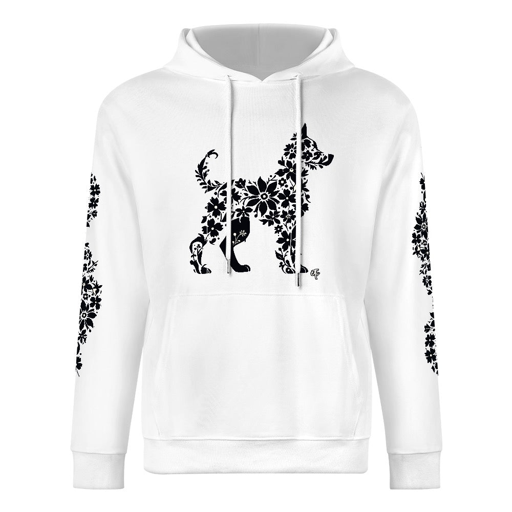 ETC Floral Dog White Cotton Hoodie