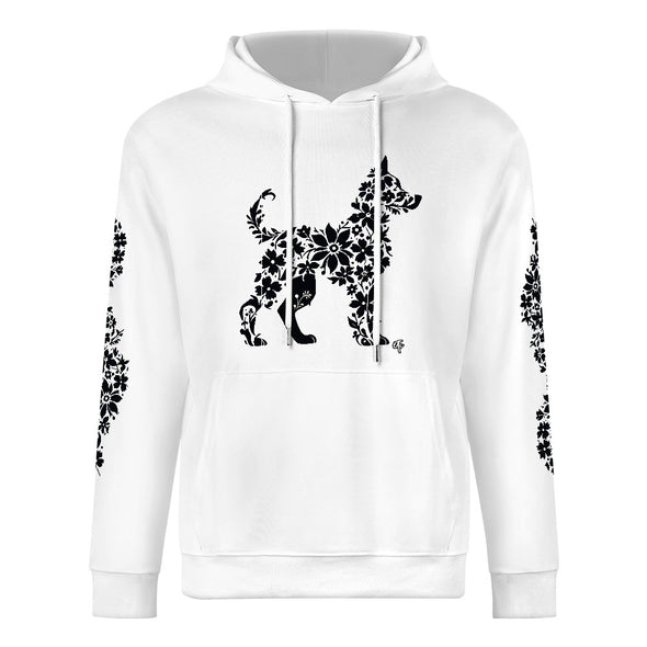 ETC Floral Dog White Cotton Hoodie