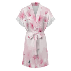 ETC Pink Floral Bloom Lace Robe