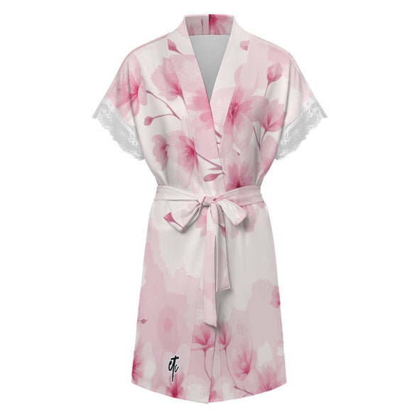 ETC Pink Floral Bloom Lace Robe