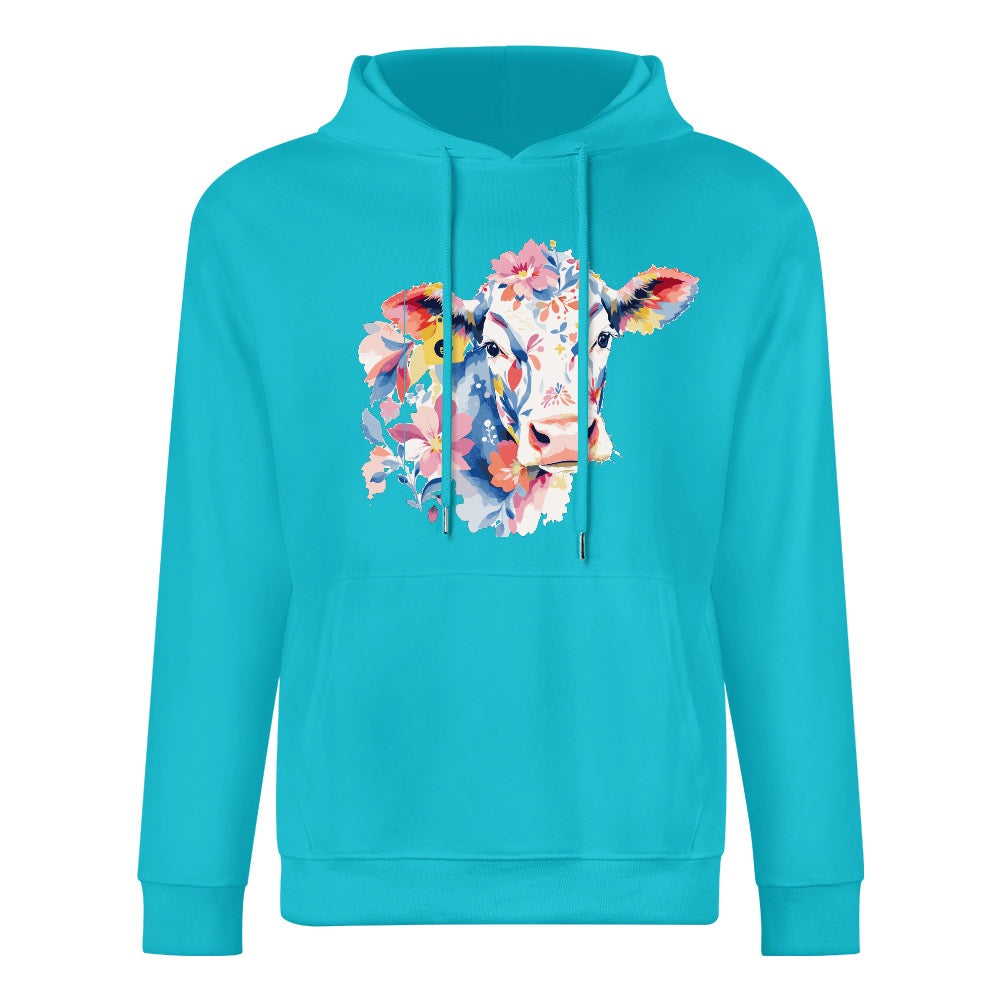 ETC Sky Blue Floral Cow Cotton Hoodie