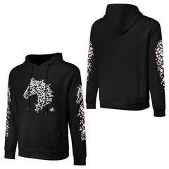 ETC Cherry Blossom Stencil Horse Cotton Hoodie