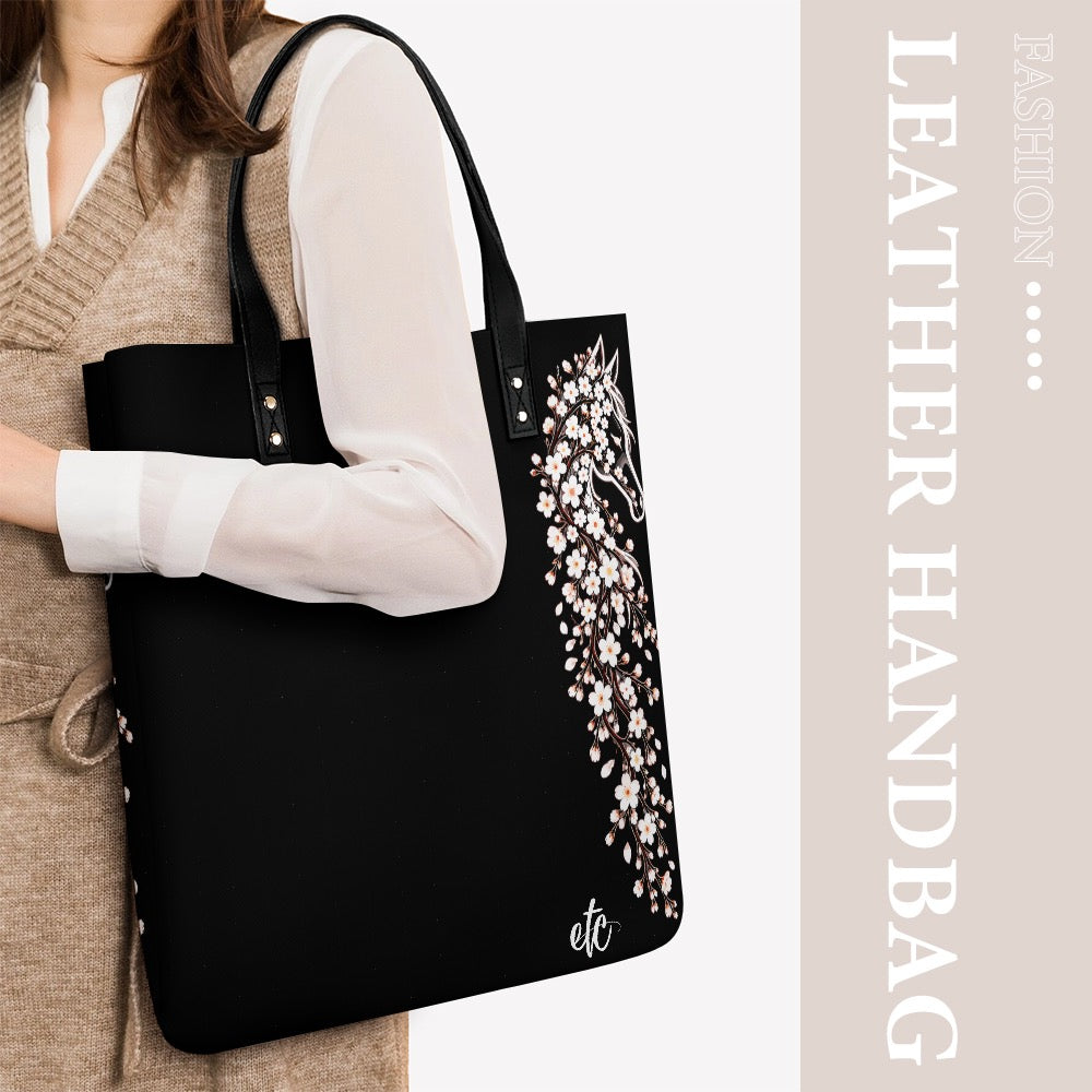 ETC Cherry Blossom Stencil PU Leather Tote