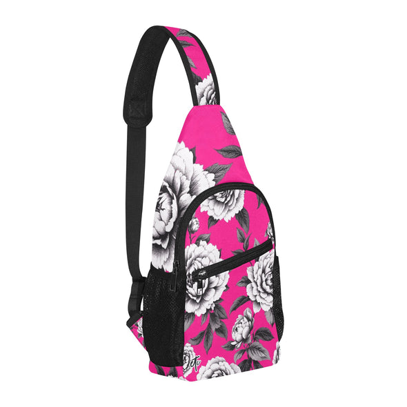 ETC Hot Pink Floral Monochrome Cross Body Bag