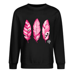ETC Limited Edition Pink Feathers Black Cotton Crew