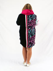ETC Teal Leopard Hooded Fleece Dress