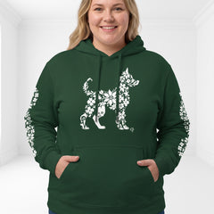 ETC Floral Dog Forest Green Cotton Hoodie