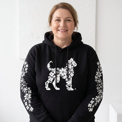 ETC Floral Cat Black Cotton Hoodie