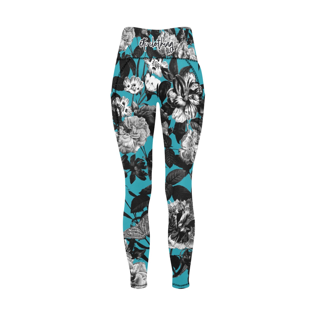 ETC Blue Floral Butterflies Leggings
