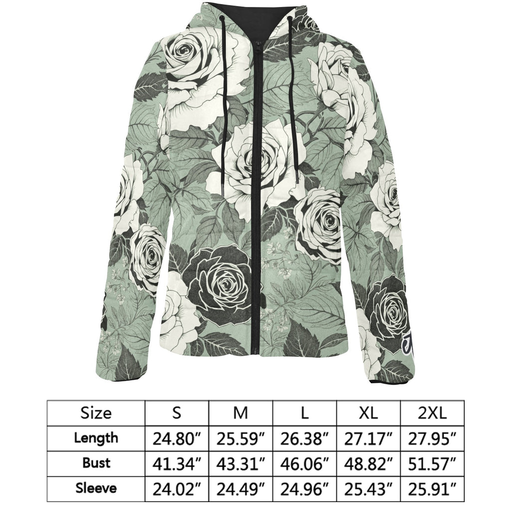 ETC Green Floral Hooded Puffer