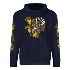 ETC LIMITED KOWHAI FANTAIL NAVY COTTON HOODIE