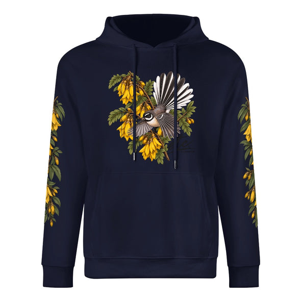ETC LIMITED KOWHAI FANTAIL NAVY COTTON HOODIE