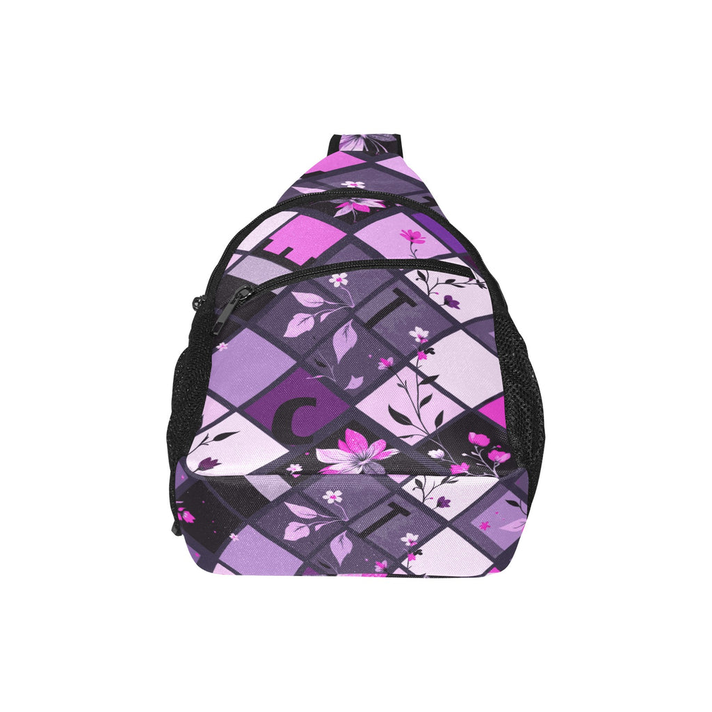 ETC Purple Squares Cross Body Bag
