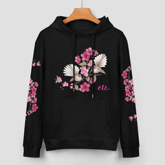 ETC Floral Fantail Black Cotton Hoodie