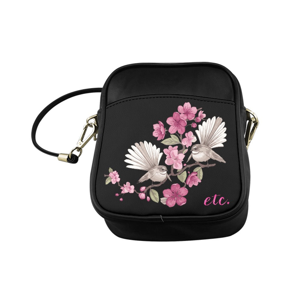 ETC Black Floral Fantail Sling Bag