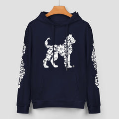 ETC Floral Cat Navy Cotton Hoodie