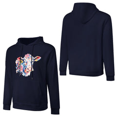 ETC Navy Floral Cow Cotton Hoodie
