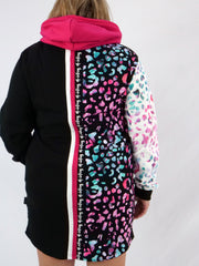 ETC Teal Leopard Hooded Fleece Dress