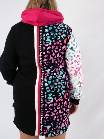ETC Teal Leopard Hooded Fleece Dress
