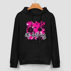 ETC Hot Pink Floral Noir Cotton Hoodie