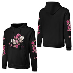ETC Floral Fantail Black Cotton Hoodie