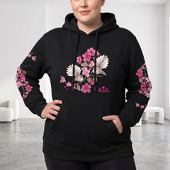 ETC Floral Fantail Black Cotton Hoodie