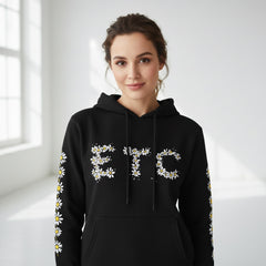 ETC Daisy Black Cotton Hoodie