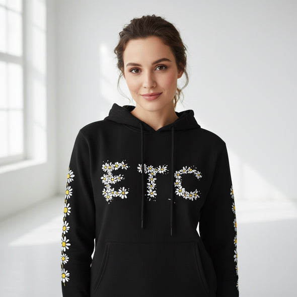 ETC Daisy Black Cotton Hoodie