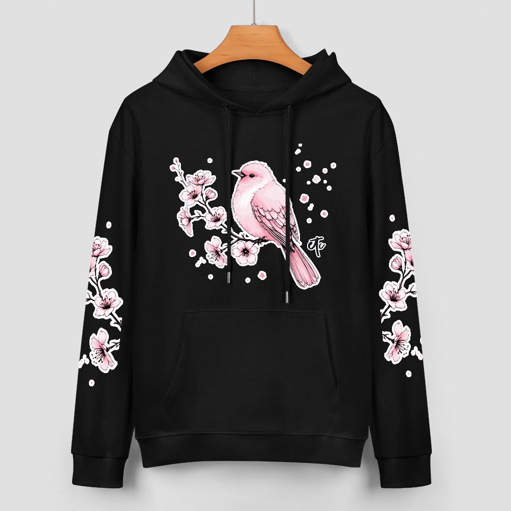 ETC Black - Pink Blossom Cotton Hoodie
