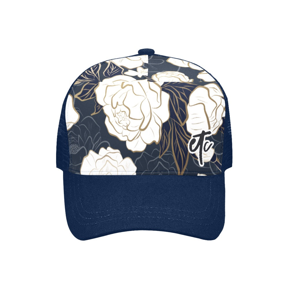 ETC Navy Summer Peonies Trucker