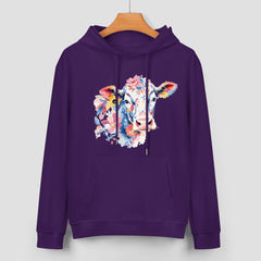 ETC Purple Floral Cow Cotton Hoodie