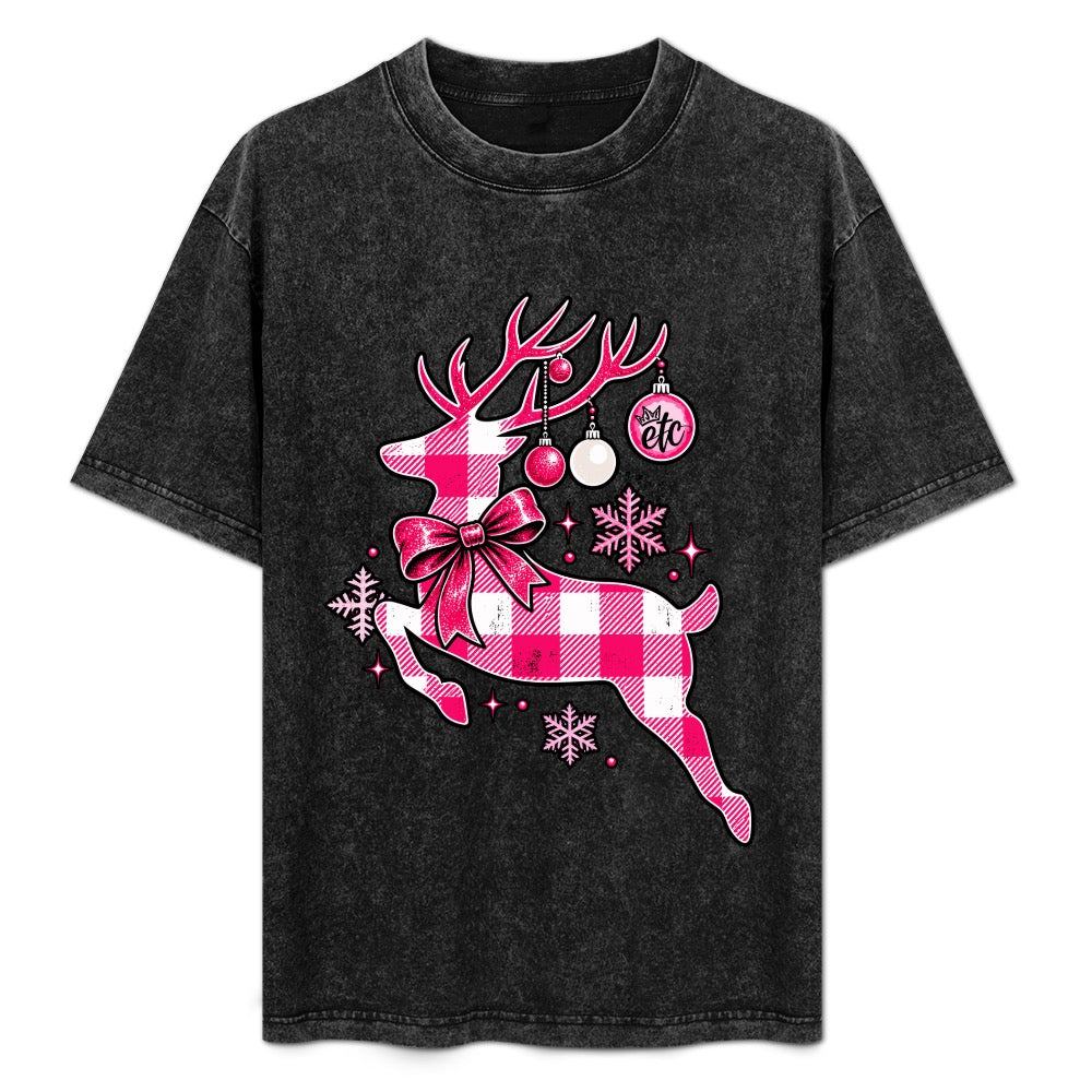 ETC Pink Deer Vintage Christmas Tee