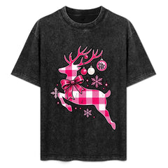 ETC Pink Deer Vintage Christmas Tee