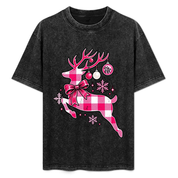 ETC Pink Deer Vintage Christmas Tee