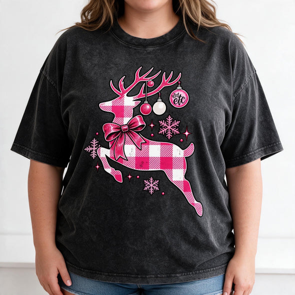 ETC Pink Deer Vintage Christmas Tee