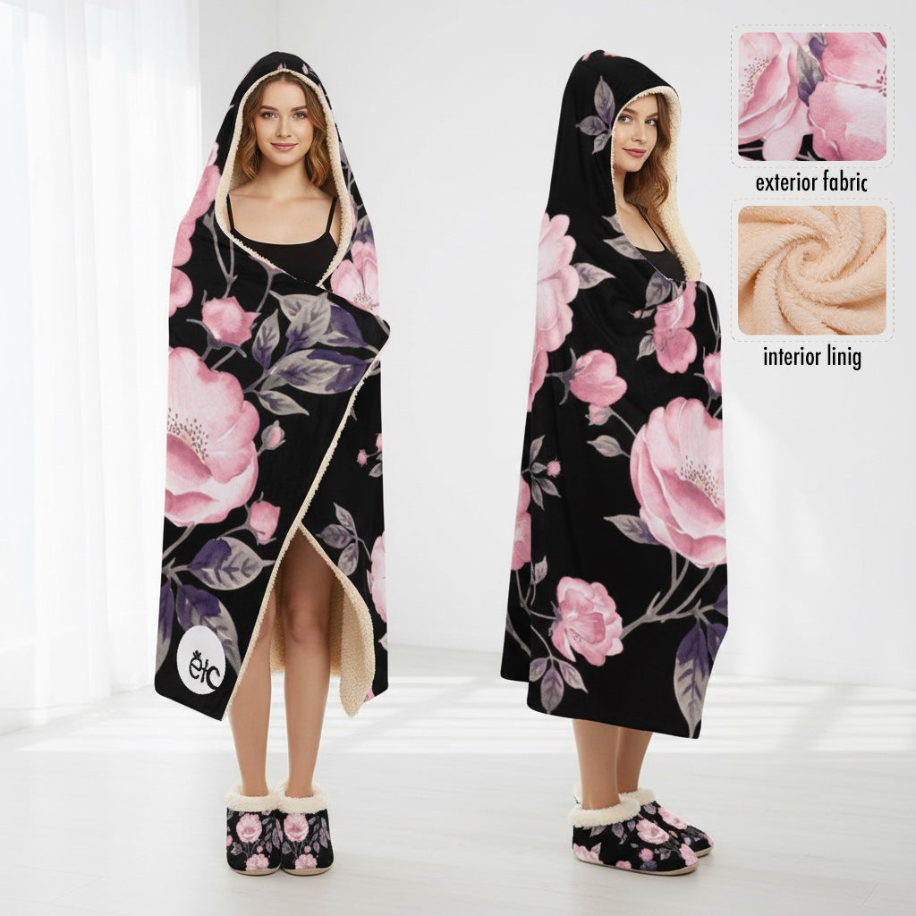 ETC Spring Peonies Hooded Blanket