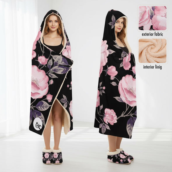 ETC Spring Peonies Hooded Blanket