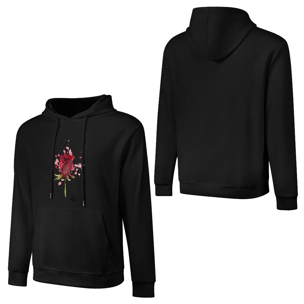 ETC Hand painted Rose by Lesh Cotton Hoodie Black