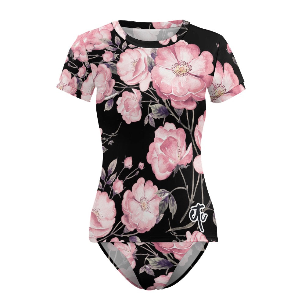 ETC Spring 17' Pink Peonies Two Piece Bikini Swimsuit