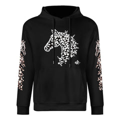 ETC Cherry Blossom Stencil Horse Cotton Hoodie