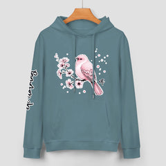 ETC Cherry Blossom Bird Slate Grey Hoodie