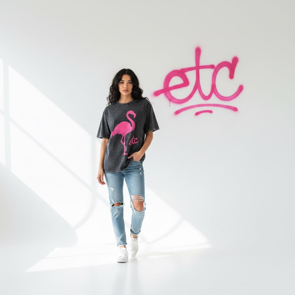 ETC Pink Flamingo Vintage Wash Tee