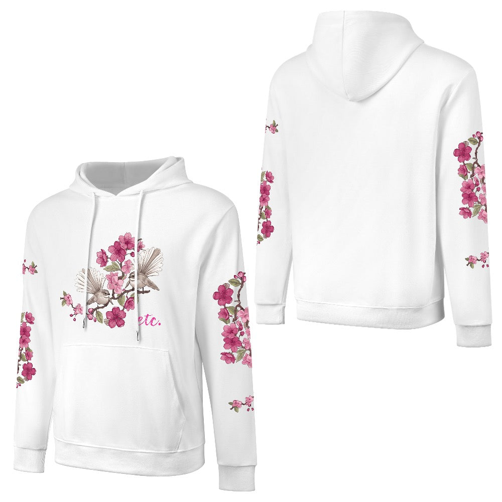 ETC Floral Fantail White Cotton Hoodie