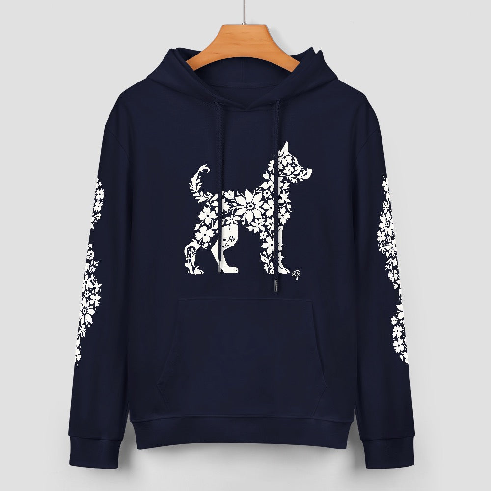 ETC Floral Dog Navy Cotton Dog Hoodie