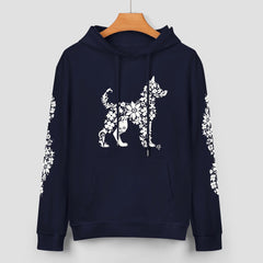 ETC Floral Dog Navy Cotton Dog Hoodie