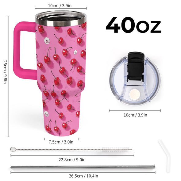 ETC Pink Cherries Insulated Travel Mug